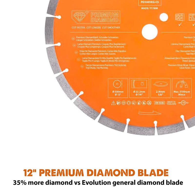 Evolution Power Tools Premium Diamond Blade 12-Inch for Disc Cutter,