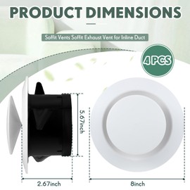 Baquler 4 Pcs 6 Inch Vent Covers, Soffit Vent ABS Adjustable, Soffit Vents 6 Inch Round Ceiling Air Diffuser for Living Room Closet Bathroom Indoor Ventilation Use, White