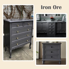 Jungarian Furniture Paint Kit 16oz with Tools - Water-based & Low Odor All-in-One Paint No Sanding - Matte Finish Indoor Outdoor Wood Paint for Cabinets, Doors, Tables and Dressers - Iron Ore