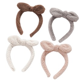 SAFIGLE 4Pcs Winter Plush Ear Headbands Soft Hair Hoop for Elastic Cute Hairwear Accessories for Makeup Skincare Party Use