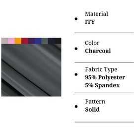 FabricLA ITY Knit Jersey Polyester Spandex Fabric by The Yard - 60" Inch Wide, 2-Way Stretch - Costumes & Dancewear - Charcoal, 5 Continuous Yards