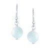 Simple Plain Blue Aquamarine Gemstone Round Dangle French Fish Hook