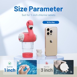 Doliwish Flamingo Chlorine Tablet Floater for 1" Tab ONLY Small Pool Chlorine Floater Solar Light Mini Chlorine Floater Night Decor for Above Ground Pools Party Hot Tub (ChIorine Tablet Not Included)
