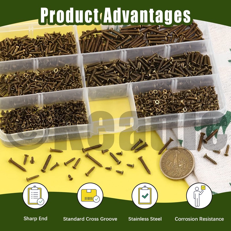 Keadic 1290 Pcs Small Self Tapping Screws Assortment Kit, M2*5/6/8/10mm
