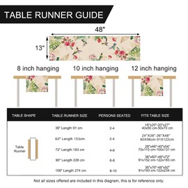 Seliem Summer Tropical Hummingbird Palm Leaf Greenery Table Runner, Spring Birds Home Kitchen Monstera Geranium Flowers Dining Decor, Seasonal Burlap Decorations Anniversary Party Supply 13 x 48 Inch