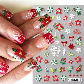 2sheets Christmas Nail Stickers for Nail Art 3D Self Adhesive Winter Blue White Snowflake Nail Art Stickers Flowers Bow Nail Decals Nail Design Stickers for Women Girl DIY Nail Design Decoration