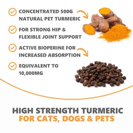 Pets Purest 100% Natural Premium Turmeric For Dogs 10,000mg with Active Bioperine Cats, Horses & Pets Powerful Antioxidant Supplement For Joints & Hips 60 capsules