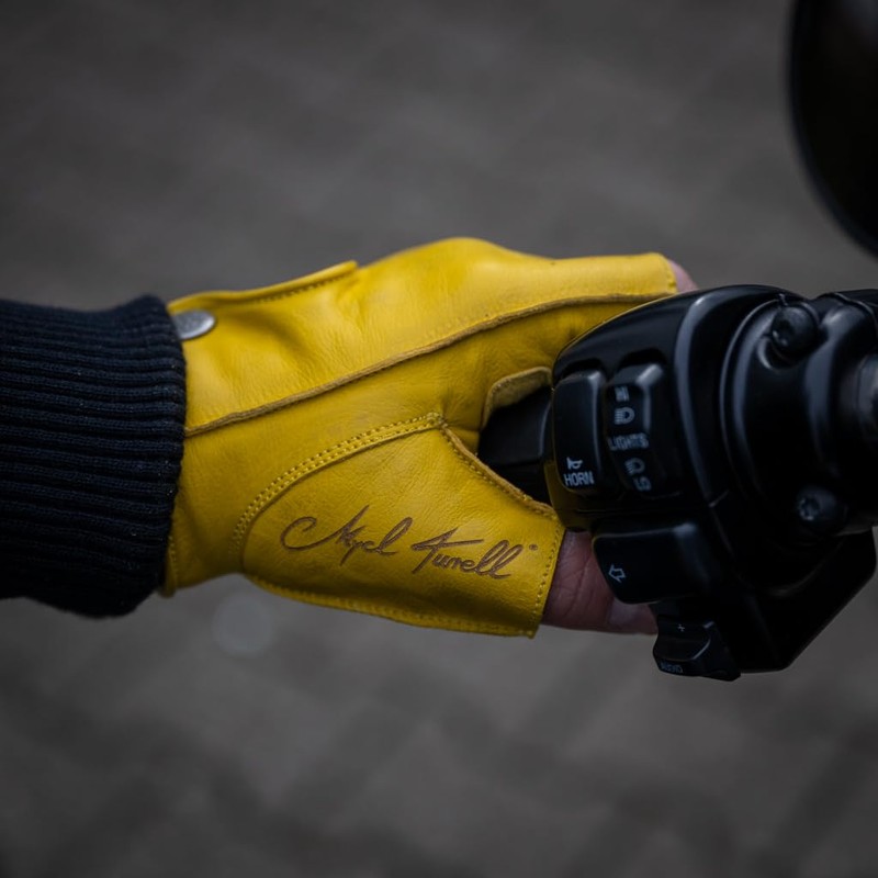 Mycl Turell Easy Rider Half Fingers Leather Motorcycle Gloves Men's