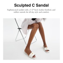 Coach Women's Sculpted C Flat Sandal Platform, Optic White, 9 US