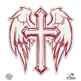 GT Graphics Winged Cross - Vinyl Sticker Waterproof Decal