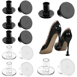 SooGree Protectores de tacón alto y gorras de talón para tacones altos (6 pares en forma de círculo, blanco y negro, talla L) para zapatos de tacón alto para mujer, antideslizante y protege de ladrillos y grietas