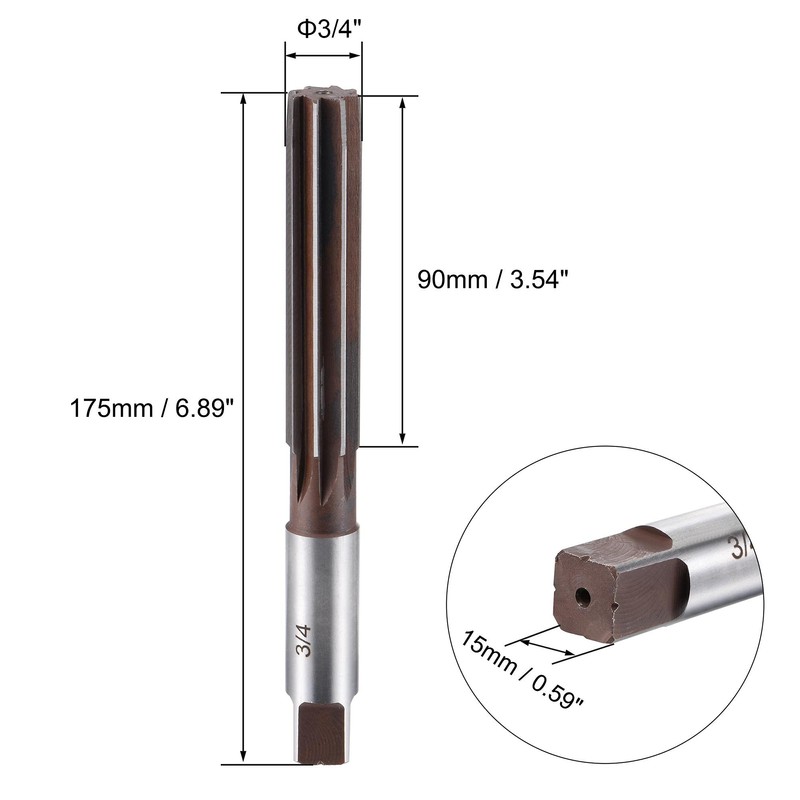 sourcing map 3/4" Hand Reamer H8 Accuracy Alloy Tool Steel