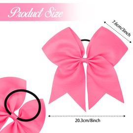 Pink Bow,Pink Hair Bow,Cheer Bows,Pink Bows for Hair Cheerleader Hair Bows Big Bows for Girls Large Cheerleading Bows with Ponytail Holder for Teen,Softball Bows Hair Accessories 8 Inch Cheer Bow