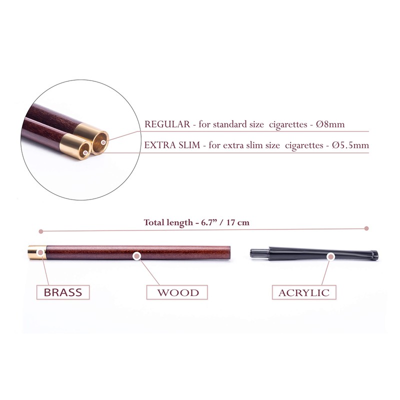 Dr. Watson - 17 cm langer hölzerne Zigarettenspitze, Audrey Hepburn-Stil,