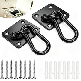 2P M8 Stainless Steel Extra Large Heavy Duty Ceiling Hooks Black