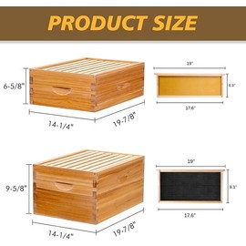 Maybee Hives 100% Beeswax Langstroth Beehive Box With Pine Wooden Frame and Beeswax Plastic Foundation - Size: 8 Frame, Style: 1 super Box