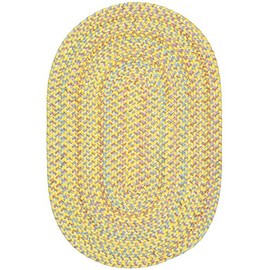 Super Area Rugs Hipster Kids and Nursery Braided Rug, Yellow Multi, 2' X 3' Oval