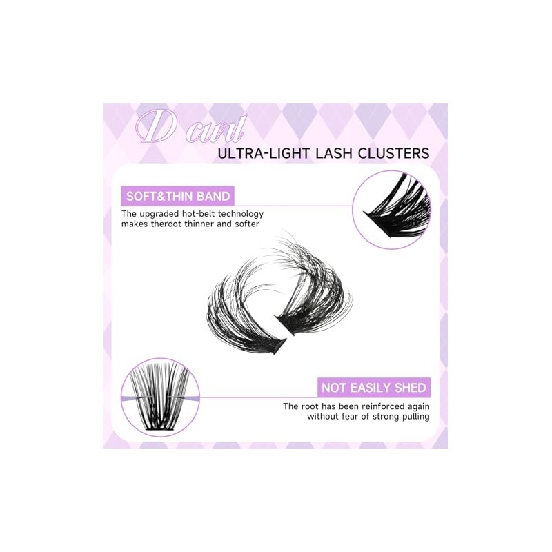 DIY Lash Extension Kit 100D+150D Volume Lash Clusters with Spikes