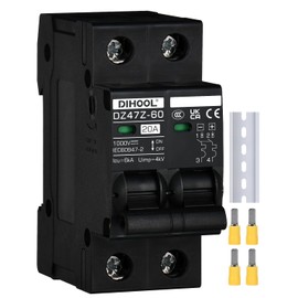 DIHOOL DC Circuit Breaker 1000VDC Solar PV Circuit Breaker Photovoltaic Fuse Automatic (DC1000V,2 Pole,20 Amp)