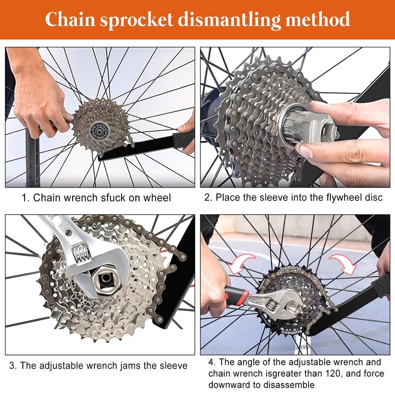 nutmanel Bicycle Chain Whip, 3 Pieces Sprocket Remover Cassette Lock