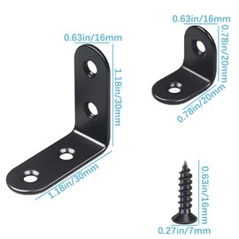 L Bracket, 12Pcs Metal Bracket for Wood Right Angle Bracket L Shaped Bracket Corner Bracket with 36 Metal Screws for Wood Furniture Cabinet Desk(6pcs-40mm/6pcs-30mm)