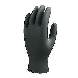 SHOWA 7700PFTXL 7700 SERIES NITRILE GLOVES ROLLED CUFF X-LARGE BLACK