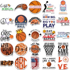50Pcs Basketball Sport Stickers, Cartoon Basketball Game Stickers Pack for Basketball Lover, Waterproof Vinyl Stickers Decals for Skateboard Laptop Water Bottle Phone Scrapbook
