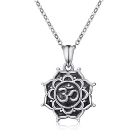 TANGPOET Urn Necklaces for Ashes 925 Sterling Silver Om Engraved Necklace for Women,Pet Cremation Jewelry for Ashes Keepsake Pendant Necklace Memorial Gifts for Sister,Mother,Best Friend