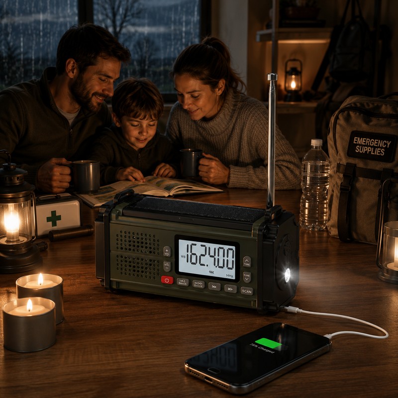 Emergency Weather Radio for Home & Outdoor Use – Hand-Crank