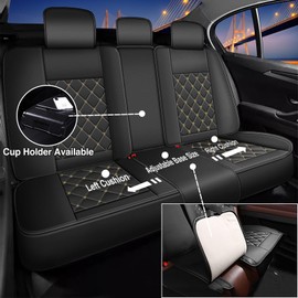 RAWAKORW Car Seat Cover Fit for Acura TSX 2009-2014 Full Set Seat Covers Waterproof Faux Leather Seat Covers Cushion Protector Black&Golden