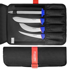 BOLEXINO 4 Pockets Chef Knife Roll Bag for Knives and Kitchen Utensils, Lightweight, Durable, and Stain Resistant Nylon, Perfect for Camping, Kitchen, Outdoor Picnic (Knives not Included)