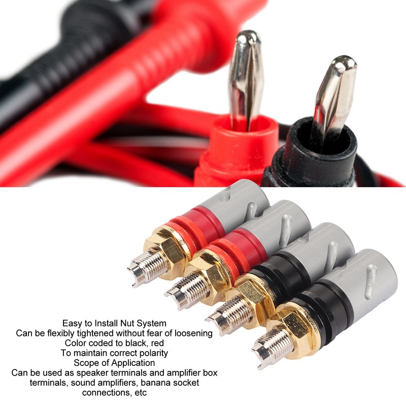 Amplifier Binding Post Soldering Free Pure Red Copper Rhodium Plated