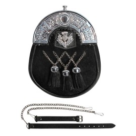 Leather sporran scottish highland wear celtic chain belt kilt accessories