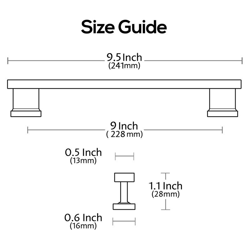 Alzassbg 5 Pack Matte Black Cabinet Pulls, 9 Inch(228.5mm) Hole