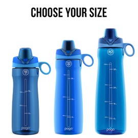 Pogo BPA-Free Plastic Water Bottle with Chug Lid, 40 Oz, Blue