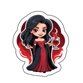 Set of 2 - Gothic Vampire Lady Decorative Vinyl Decal Sticker, Red and Black Fantasy Art,SUV, Van, Window, Bumper, Wall, Laptop, Tablet, Cup,Tumbler Or Any Smooth Surface