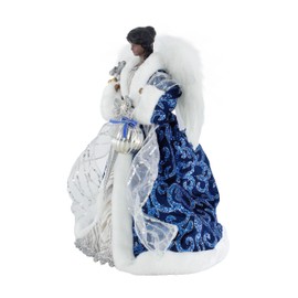 Windy Hill Collection 14" Inch Standing Brilliant Blue African American Black Angel Christmas Tree Topper or Table Top 514306