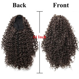 XSASLYET 14 Inch Drawstring Ponytail Extension for Black Women, Curly Long Hair Ponytail, Natural Black Pony Tails Hair Extensions with Secure Fit for Easy Daily Wear (8)