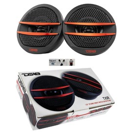 2 Dome Tweeters Compatible with DS18 TX1R 6 cm 60 mm Diameter 50 Watt RMS 200 Watt Max Impedance 4 Ohm with Reduced Depth Only 2 cm in Pairs + 2 Capacitors and 3 Free Stickers