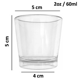 Vasos Tequileros de Plástico Policarbonato, 60 ml, 2oz, Transparente, Apilables y Reutilizables (24, Natural)