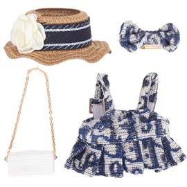 CiuZikGok Doll Clothing Set (No Doll), Cute Cropped Straw Hat, Crossbody Bag, Dress, Suitable for 15-17cm Dolls, Outfit Accessory Set for Unique Styling