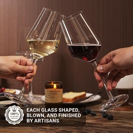 HAHASHOW 4er-Set Lange Stiel-Rotweingläser (520 Ml) Aus Bleifreiem Kristall – Tulpenförmige Kelche Für Hochzeitsgeschenke, Jubiläen & Valentinstag In Premium-Geschenkbox