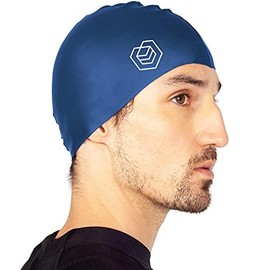 SOUL CAP - Swimming Cap - Designed for Short and Regular Hair - Unisex - Women’s & Men’s Swim Cap - Silicone (Navy)
