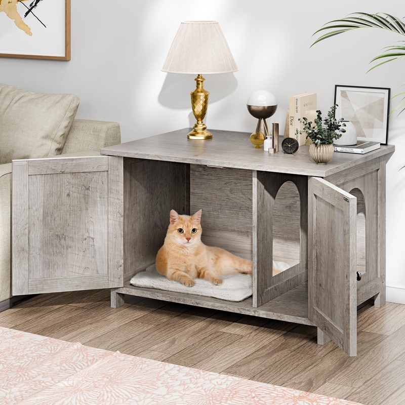 Shintenchi Cat Littler Box Enclosure, Litter Box Furniture Hidden with