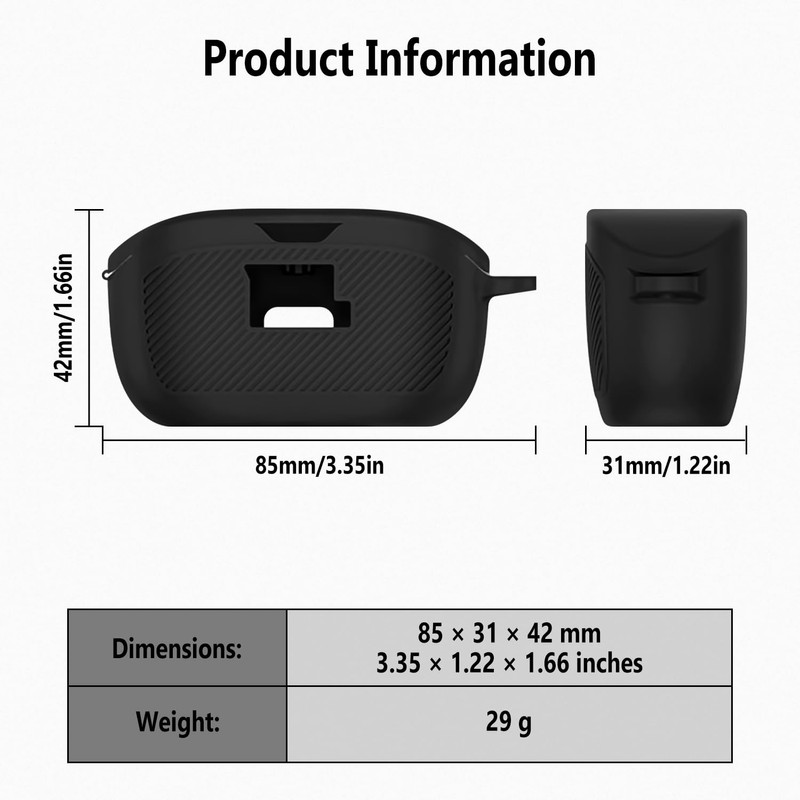 Geiomoo Silicone Case for JBL Vibe Buds, Protective Cover with