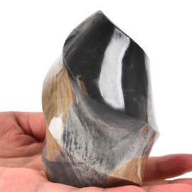 AMOYSTONE Polychrome Jasper Flame Shaped Stone Towers Obelisk Natural Healing Crystal Quartz Reiki Energy Decoration Home Office Decor 1.5-2.2LBS