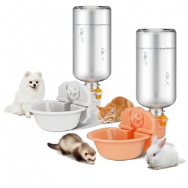 Riakrum 2 botellas de agua para perro para jaula de 500 ml antidesbordamiento dispensador de agua automático para perros pequeños, gatos, conejo, hurón, animales pequeños, jaula, 2 colores