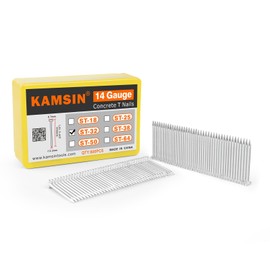 KAMSIN ST32 14 Gauge Concrete T Nails, 1 1/4'' (32MM) Length Collated Concrete T Nails, Galvanzied, 800 PCS/BOX, Fasteners for Pneumatic Concrete T Nailer, Air T Nail Gun