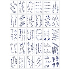 tuzuru Jagua Tattoo Stickers, 30 Pieces Set of 2 Weeks Henna Tattoo Stickers Cute Men Women Flower Letter Symbol Heart (A)
