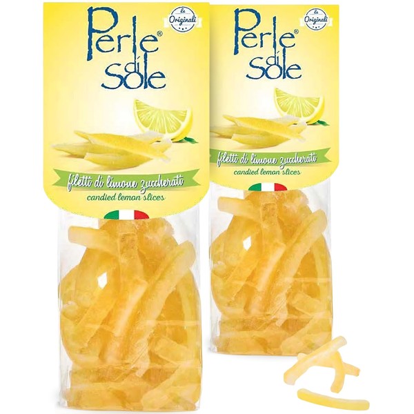 Perle di Sole Candied Lemon Peels Sugar Coated - Italian